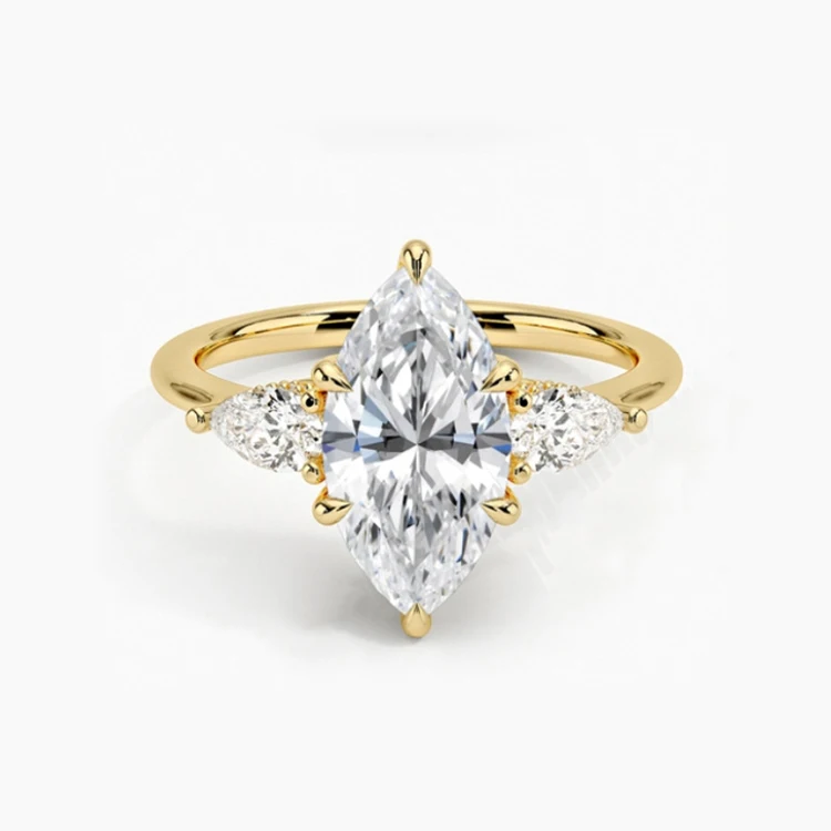 SGARIT Silver Jewelry 3 Stone Ring 1CT VVS Moissanite 925 Silver Wedding Engagement Ring GRA Gold Plated Moissanite Ring