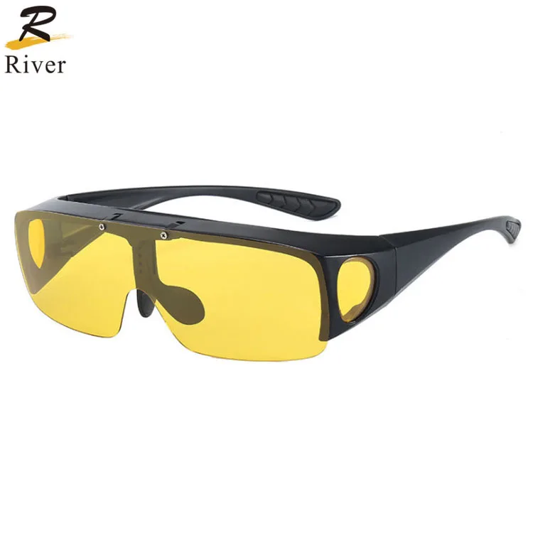 Оптовая продажа спортивные очки ночного вождения для водителя автомобиля видения с желтыми линзами солнцезащитные