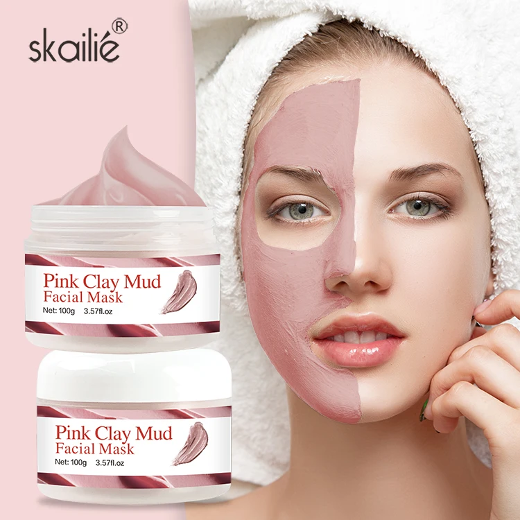 Rose Mud Mask Face Deep Cleansing Pore Cleansing Brightening Organic Kaolin Pink Clay Mask