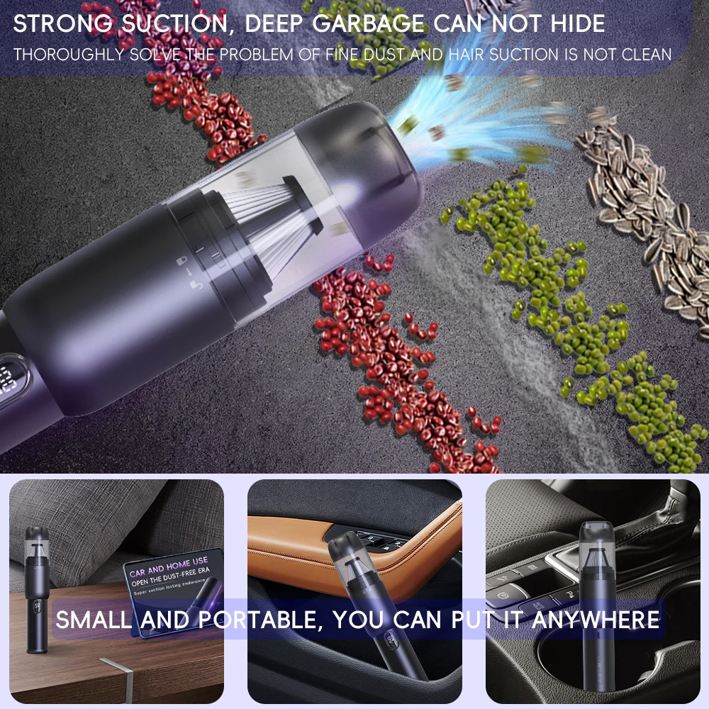 20kPa Handheld Portable Vacuum Cleaner Blower For Car Wireless Handheld Vacuum Cleaner Rechargeable Car Vacuum