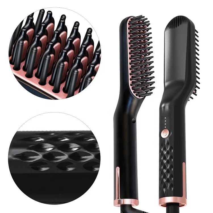 New Arrival Electric Ceramic Hair Straightening  Curling Styling Brush Hair Straightener Comb For Salon Use