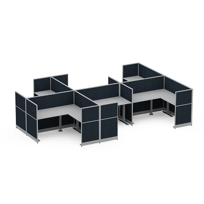 Acoustic Office Furniture Workstation Table Height Adjustable Desk L Shape Office Partition Cubicle