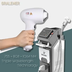 GRALEMER Vertical High Power 3 Wavelength 755 808 1064 Triple Wavelength Diode Laser Hair Removal Machine with TEC Cooling