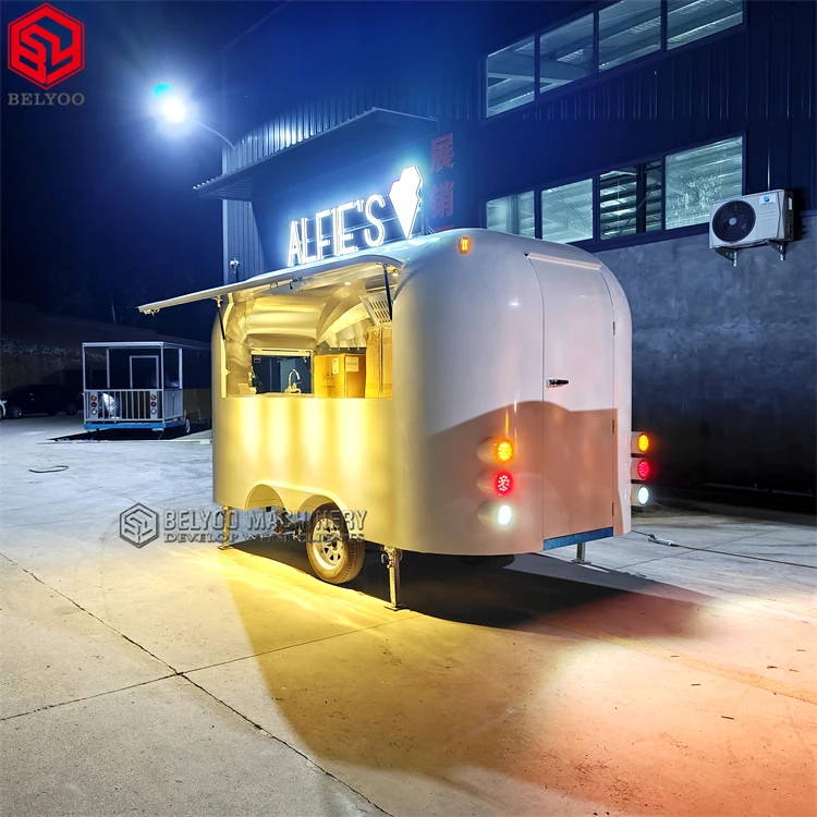 Belyoo New Design Food Truck Custom Airstream Food Trailer with Fully Equipped Mobile Kitchen for Sale