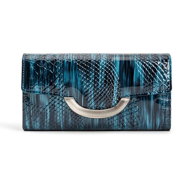 Faux Snake Skin PU Leather Women Wallet Ladies Clutch Purse Elegant Noble Vegan Leather Long Rfid Coin Wallet for Ladies