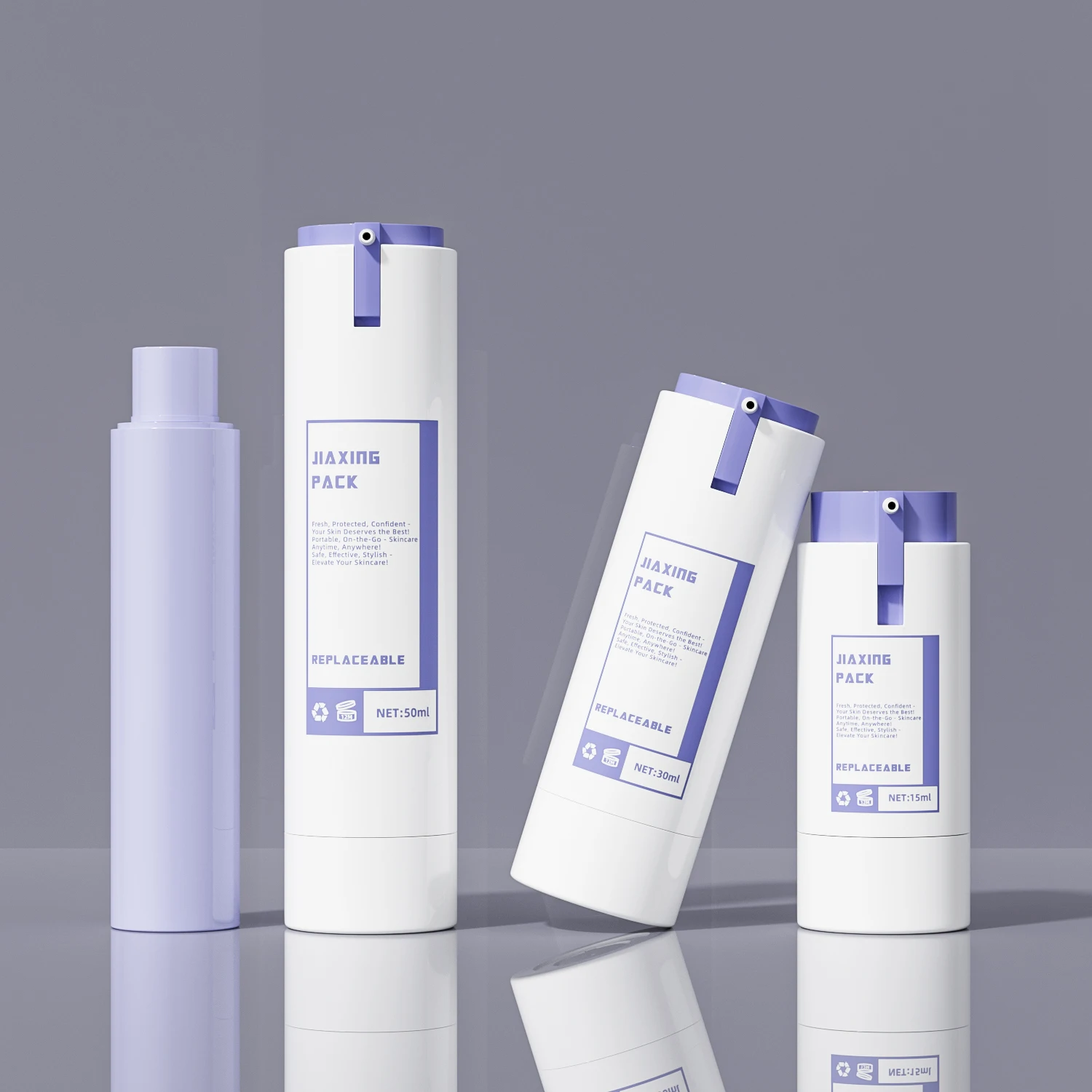 Replaceable ustainable eco-friendly durable Twist Up skin care lotion cosmetic Airless Bottle with Replaceable Inner Tube