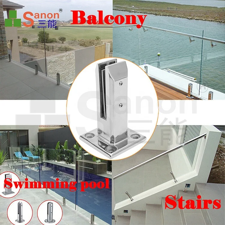 SS316 Cast Balustrade Balcony Rail Stair Swim Pool Fence Stainless Steel Glass Spigot