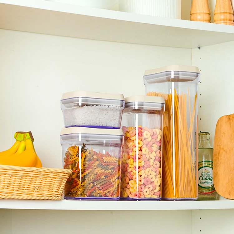 clear plastic cookie jar 4 pcs grain containers for kitchen & household pasta storage with sealing lid