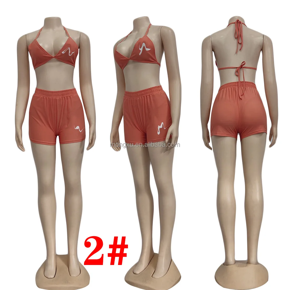 Famous Designer Bikinis Summer Ice Slide Solid Color Beach Bikini Set 3 Piece Set Luxury Swimsuits For Women 2023 Swimwear