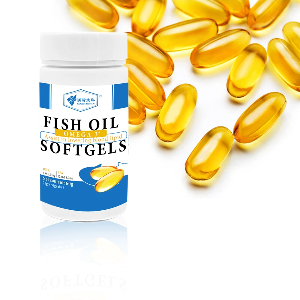 Customize Logo Naturally Sourced Fish Oil Vitamin E DHA Omega 3 Softgel Capsules