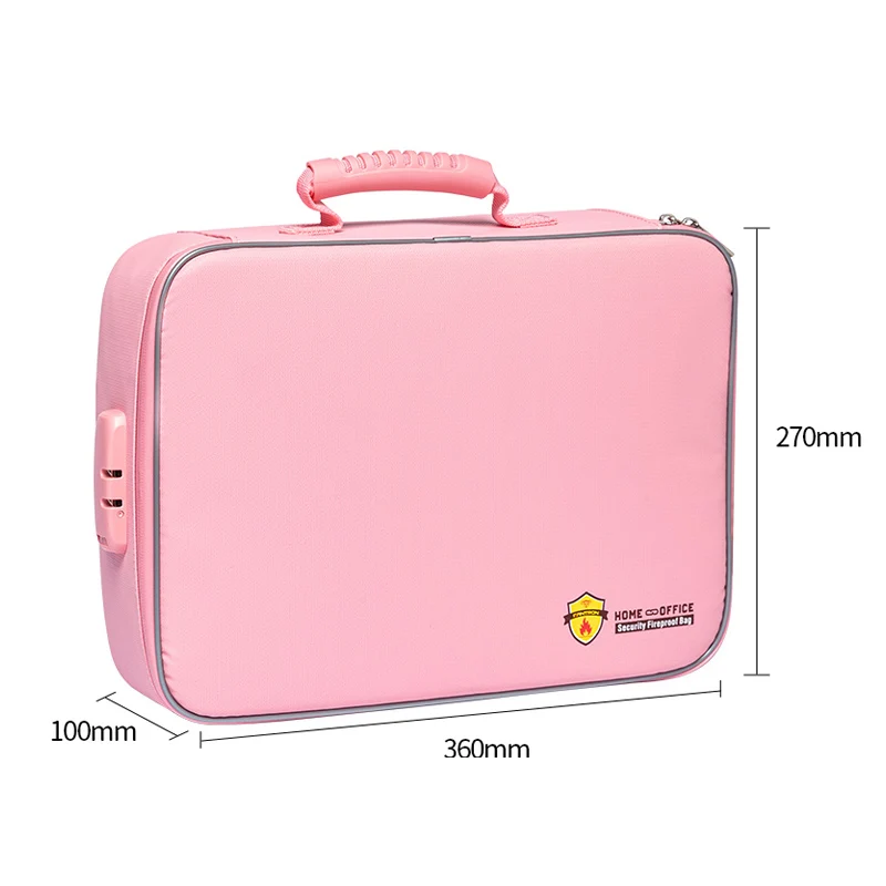 Hot Sale Large Capacity Folding Business Use File Cash Passport Legal Documents Safe Storage Zipper Fireproof Bag With Lock