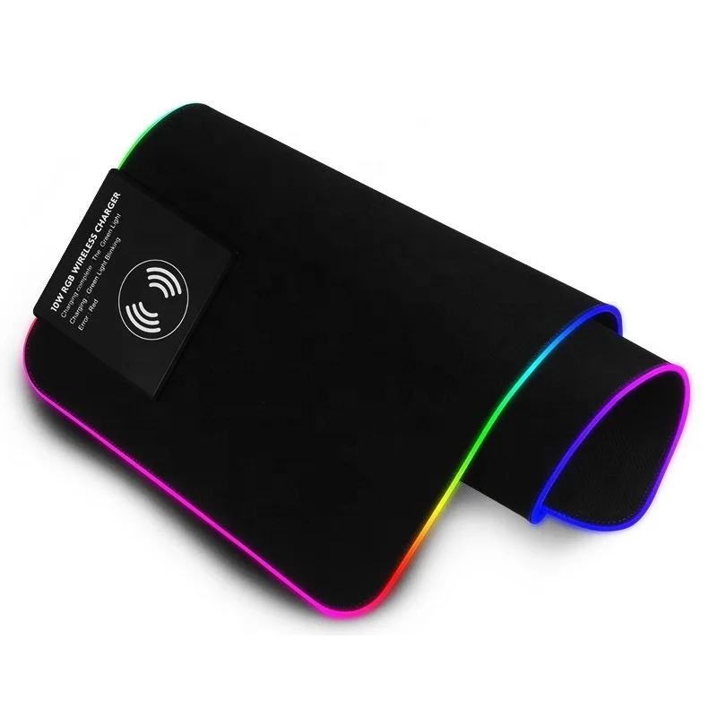 
Игровой коврик для мыши RGB, мягкий большой светодиодный коврик для мыши с регулируемым освещением, умный коврик для клавиатуры с функцией памяти и беспроводной зарядкой 
