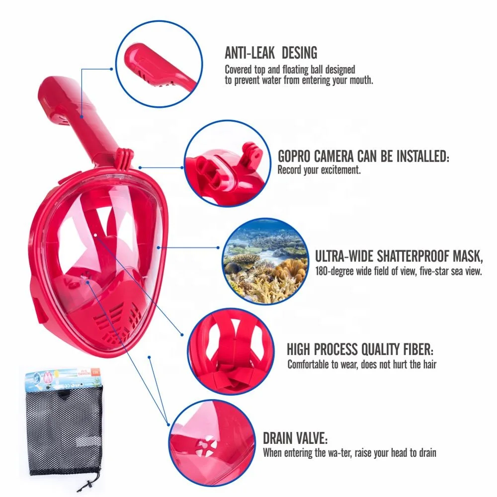 Anti Fog Foldable Go Pro Easy Breath Scuba Diving Swimming Full Face Mask For Snorkel