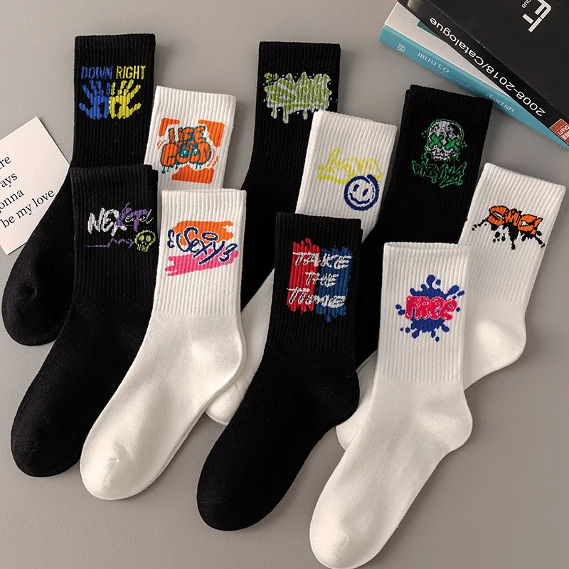 2024 Custom Logo Adult Men Women Unisex Sports Socks Autumn Color National Asymmetrical Casual Quick Dry Long Tube Cotton Socks