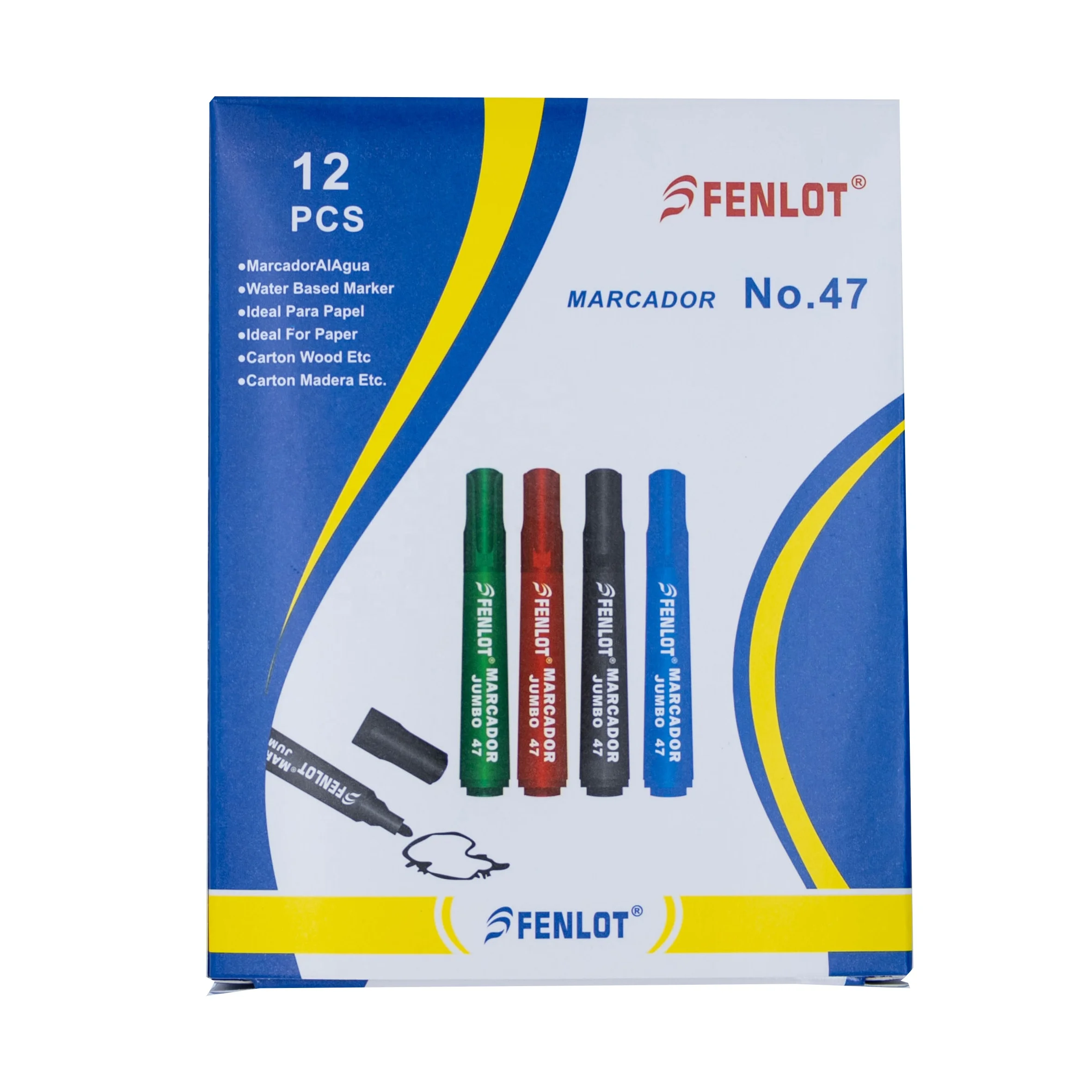 Best Selling 12 Colors water based ink Marker Pen Custom Logo for School/Office 047