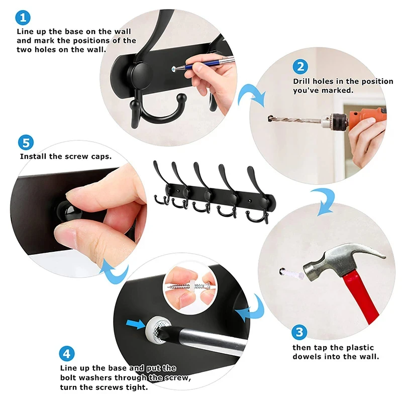 Stainless Steel Wall Hook For Coat Rack Towel Hanger Metal Bathrobe Bathroom Entrance Storage Rack