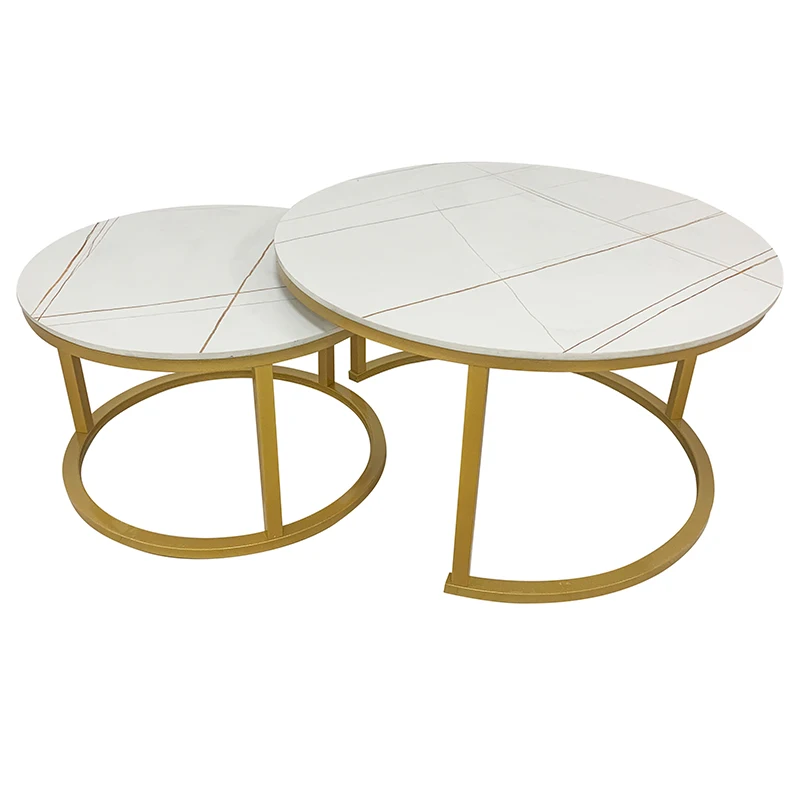 Роскошный кофейный столик из 2 предметов с мраморной поверхностью