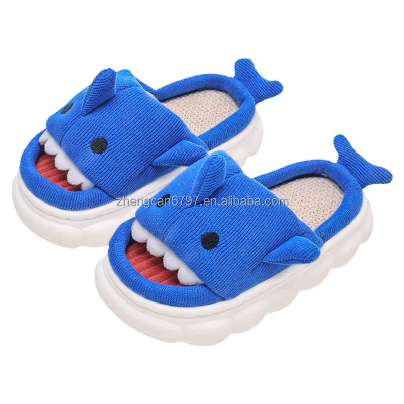 Wholesale Kids Slipper Baby Summer Cute Shark Flax Slippers Boys 2024 Casual Indoor Antiskid Shoes