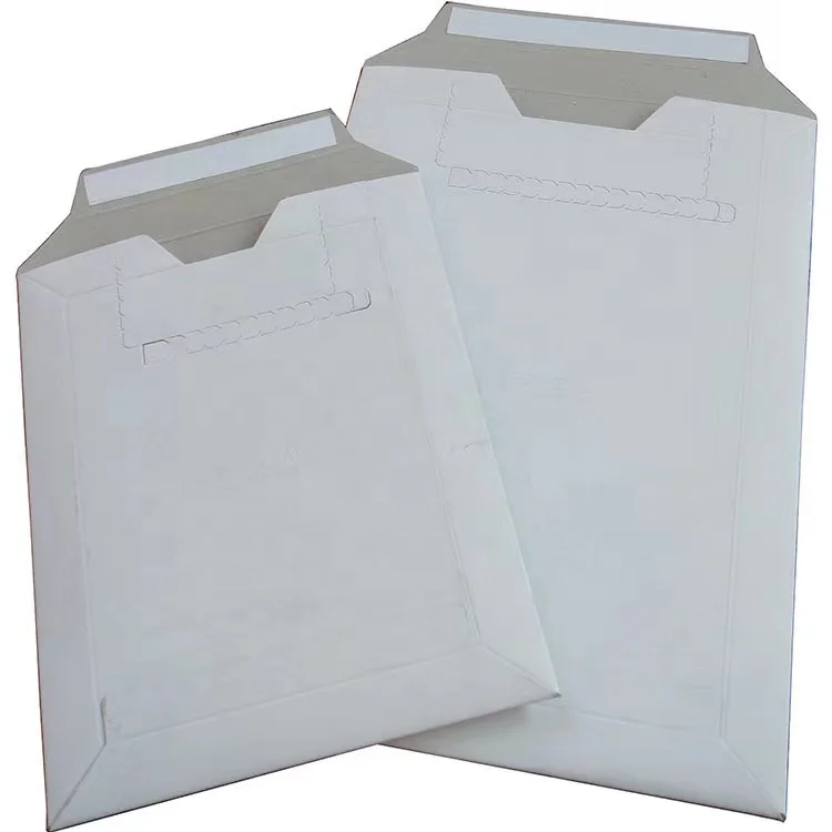 Custom Print Sturdy Customized document paper bag White Shipping Paper Envelopes Rigid Flat Mailers