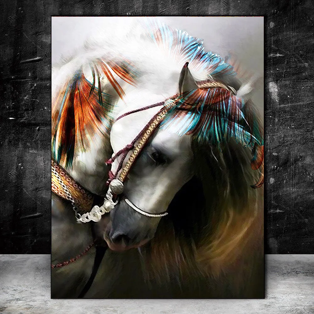 Abstract Colorful Horse Canvas Paintings On The Wall Graffiti Art Canvas Posters And Prints Animals Wall Pictures Cuadros Decor