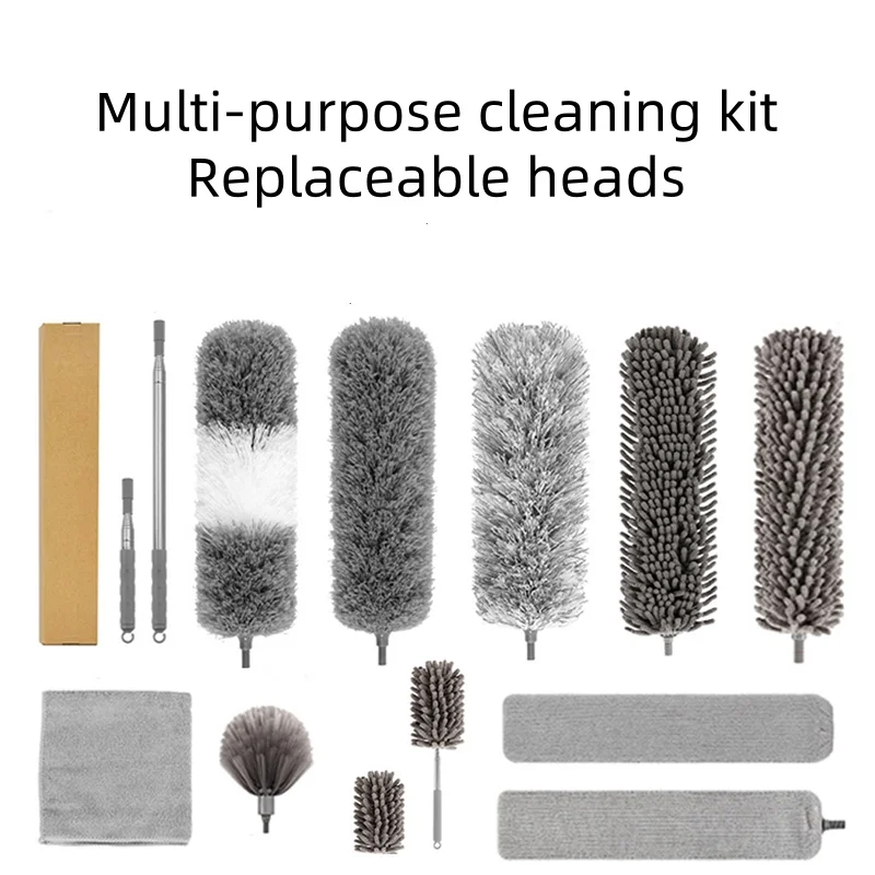 Household dust removal retractable feather duster