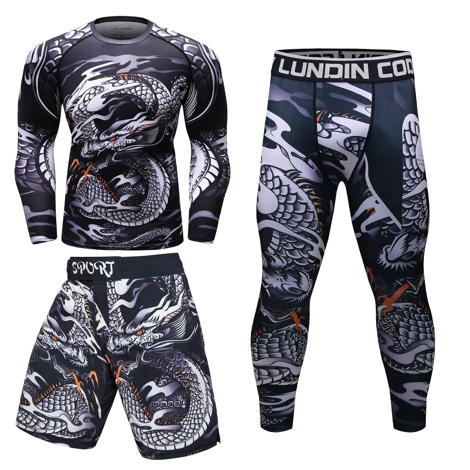 Custom Fitness Sportswear Men Compression Sport Suit MMA BJJ Tracksuit Muay Thai Jiu Jitsu Rashguard Boxing Jerseys