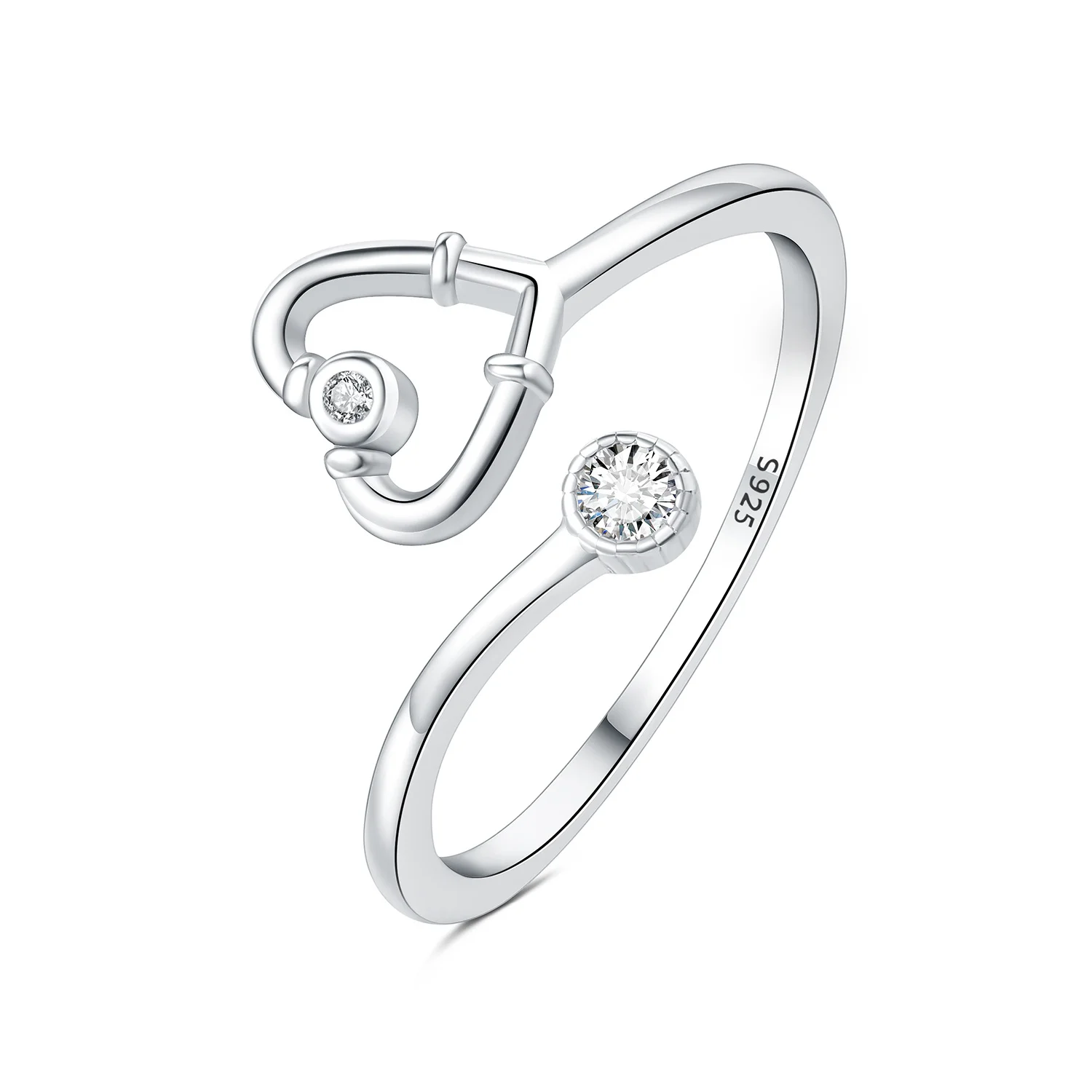 Fashion personality S925 Sterling Silver CZ Rings for Women gifts simple Diamond Love glasses owl Open rings Jewelry wholesale