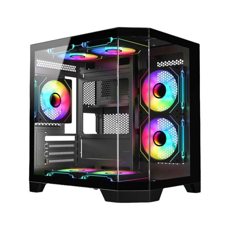 JNP лидер продаж прозрачный СВЕТОДИОДНЫЙ Rgb-вентилятор из закаленного стекла корпус процессора для ПК игровой кейс геймеров компьютерных игр
