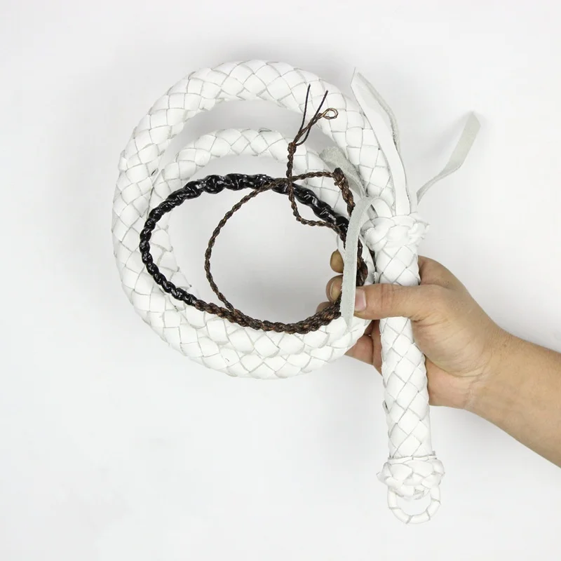 Leather Bullwhips with Belt Holder Single Tail SnakeWhip Horse Racing Riding Cowhide Whips 3-5 Feet Long