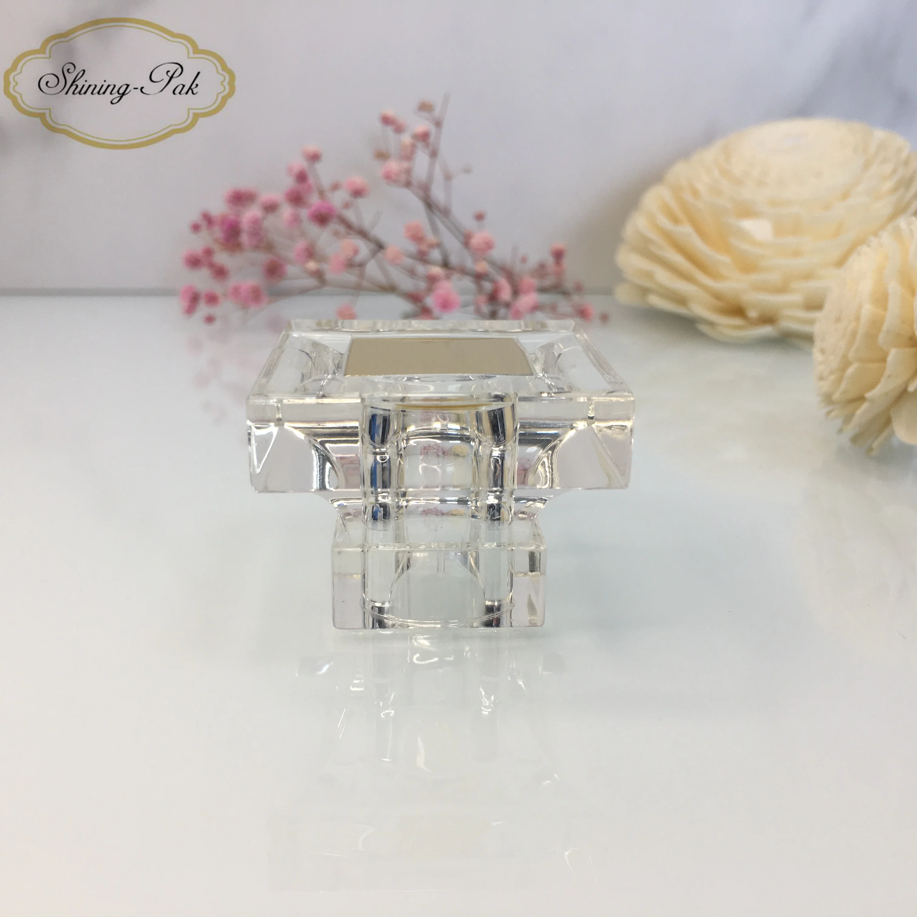 IN STOCK Custom Logo Luxury Square Transparent Perfume Lids Zamac Perfume Bottle Caps