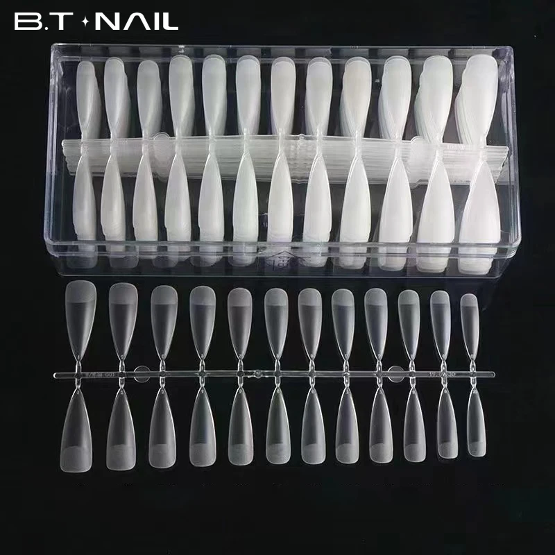 Factory price low moq gel x full nail curved press on nails soft gel long nail tips