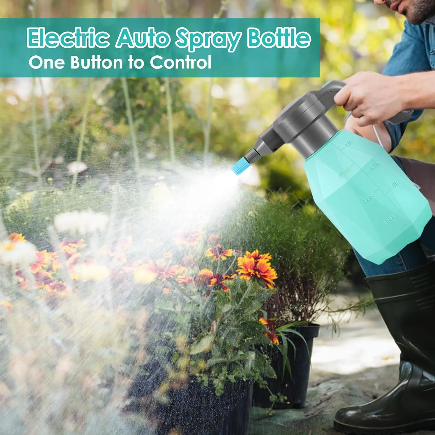 0.5 Gallon Electric Spray Bottle Plant Mister for Indoor/Outdoor Plants 2L  Rechargeable Battery Electric Watering Can