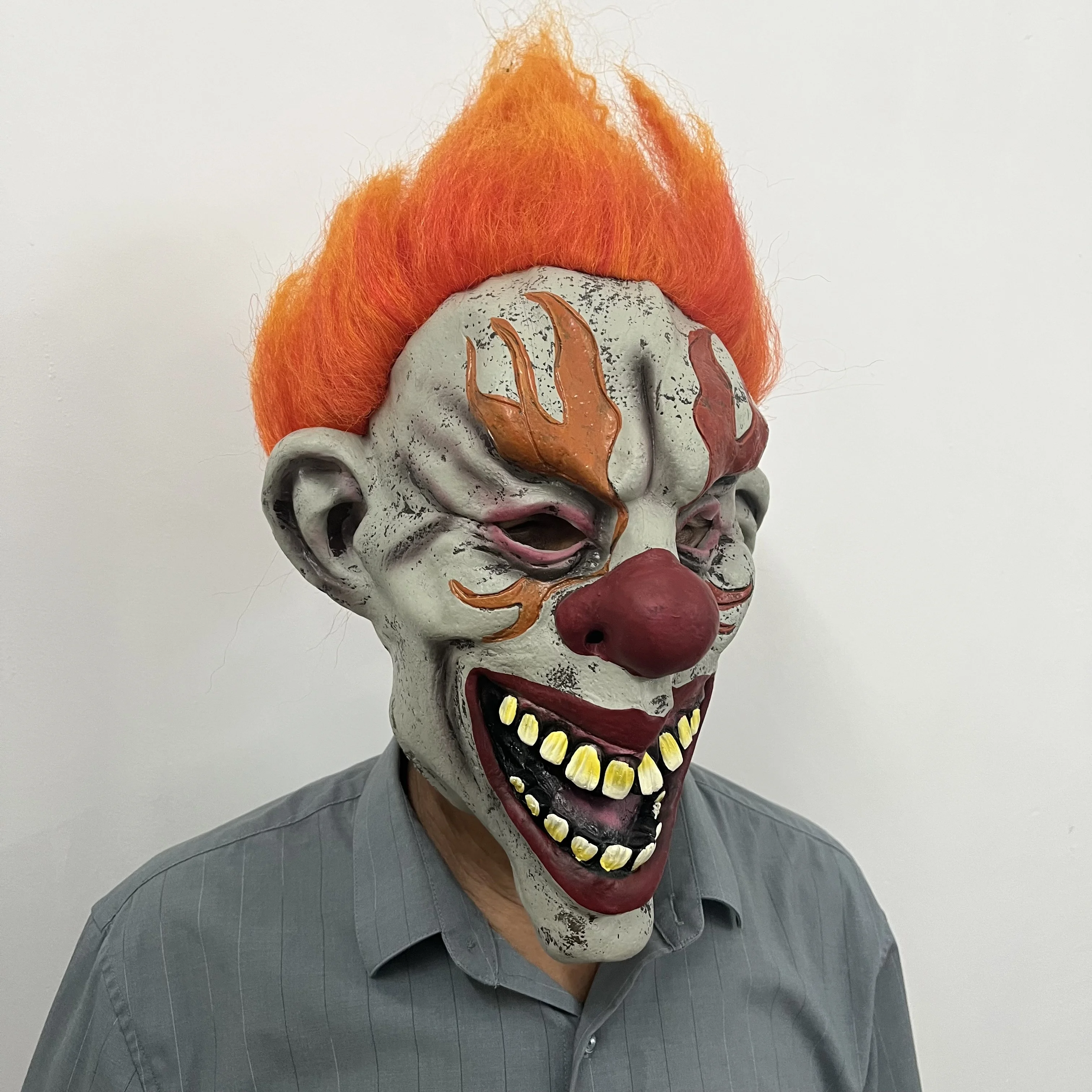 Halloween Scary Clown Mask Evil Funny Joker Masks Realistic Terrifier Full Head Latex Costume Cosplay Props