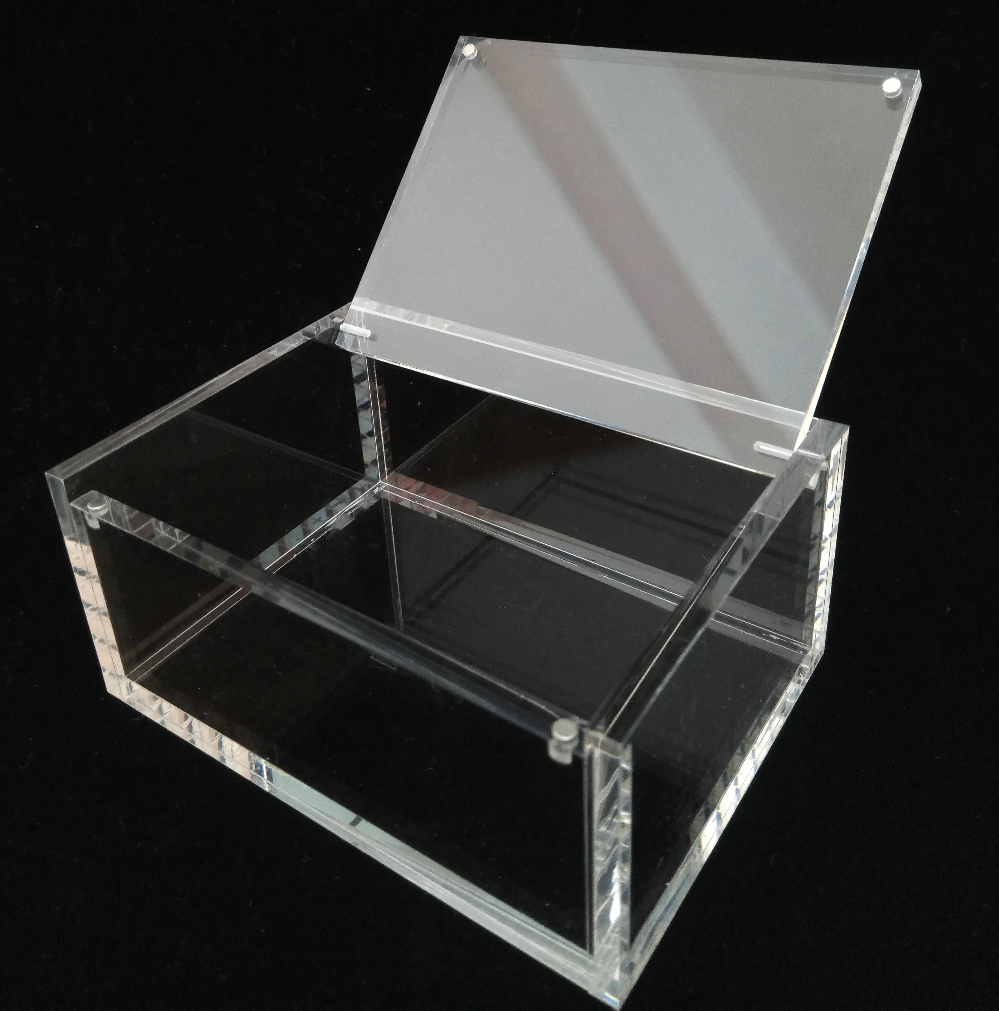 Chinese factory Custom made clear hinged case acrylic storage box with lid for cosmetic jewelry packing