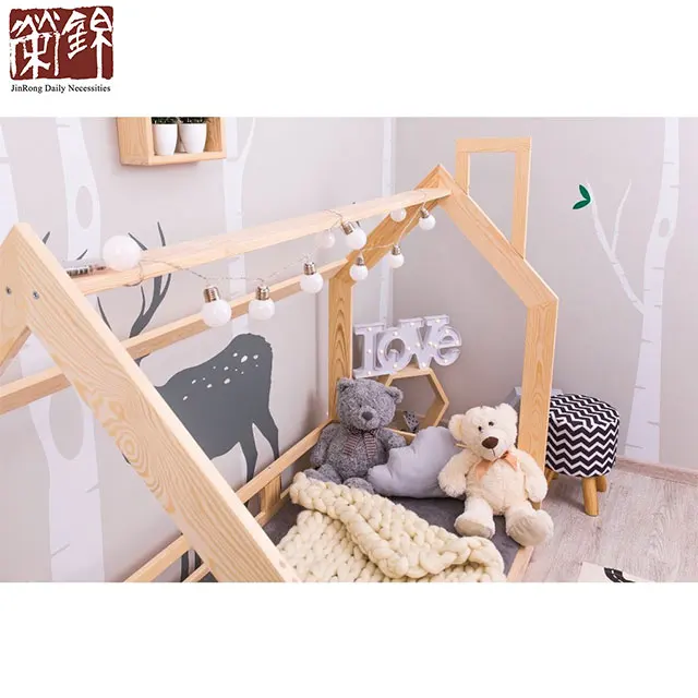 House Bed with Take OFF The Safety Barriers with Montessori Children Bed House Bedroom Baby Bed