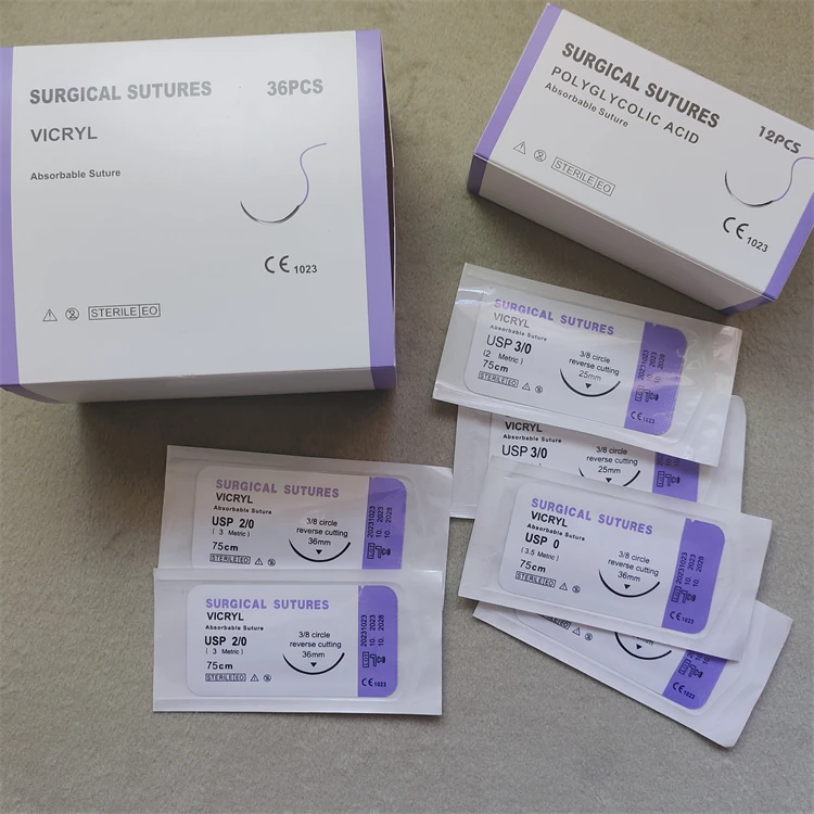 Disposable Absorbable 75cm Pga Thread Chromic Plain Catgut Medical Vcryl Surgical Sutures