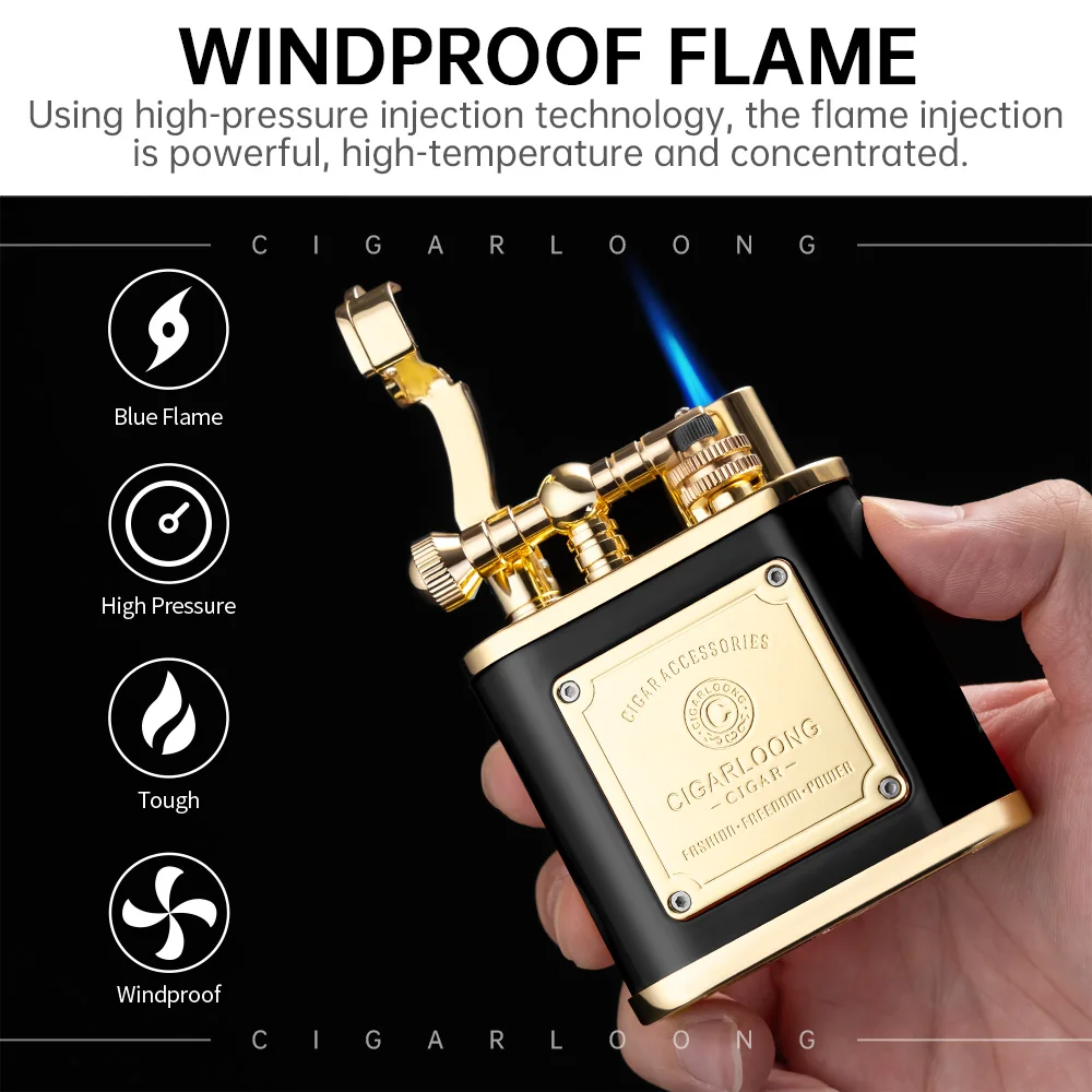 CIGARLOONG Desktop Cigar Windproof Lighter and High Purity Flint Smoking Set As Luxury Gift