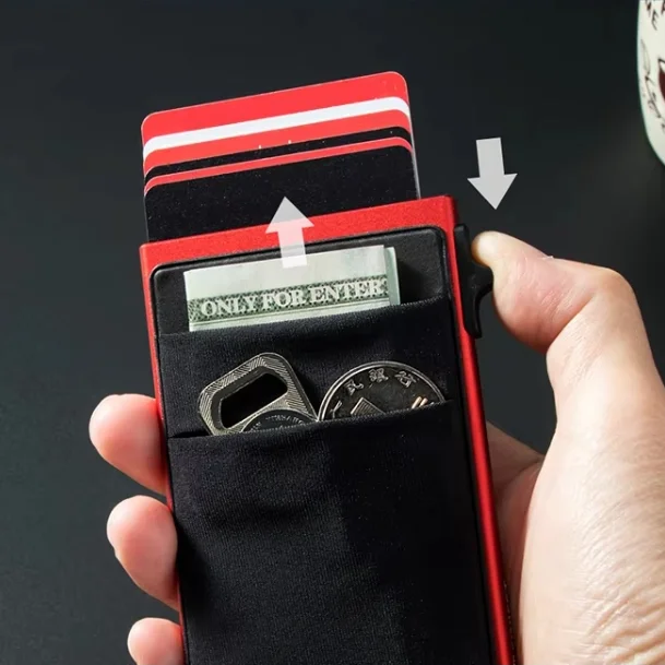 Fashionable Smart Pop Up Wallet RFID Metal Blocking Air Tracker Tag Card Holder for Men and Women Anti-theft Pop Up Card Holder