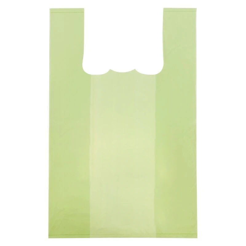 Custom Logo retail biodegradable grocery reusable shopping tote T-shirt plastic corn starch packaging vest bag for supermarket