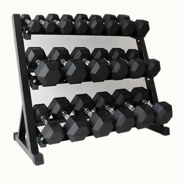 AM04 High quality Gym Equipments Weights Iron Rubber Dumbbell Set Weight Lifting Professional Hex Rubber Dumbbell
