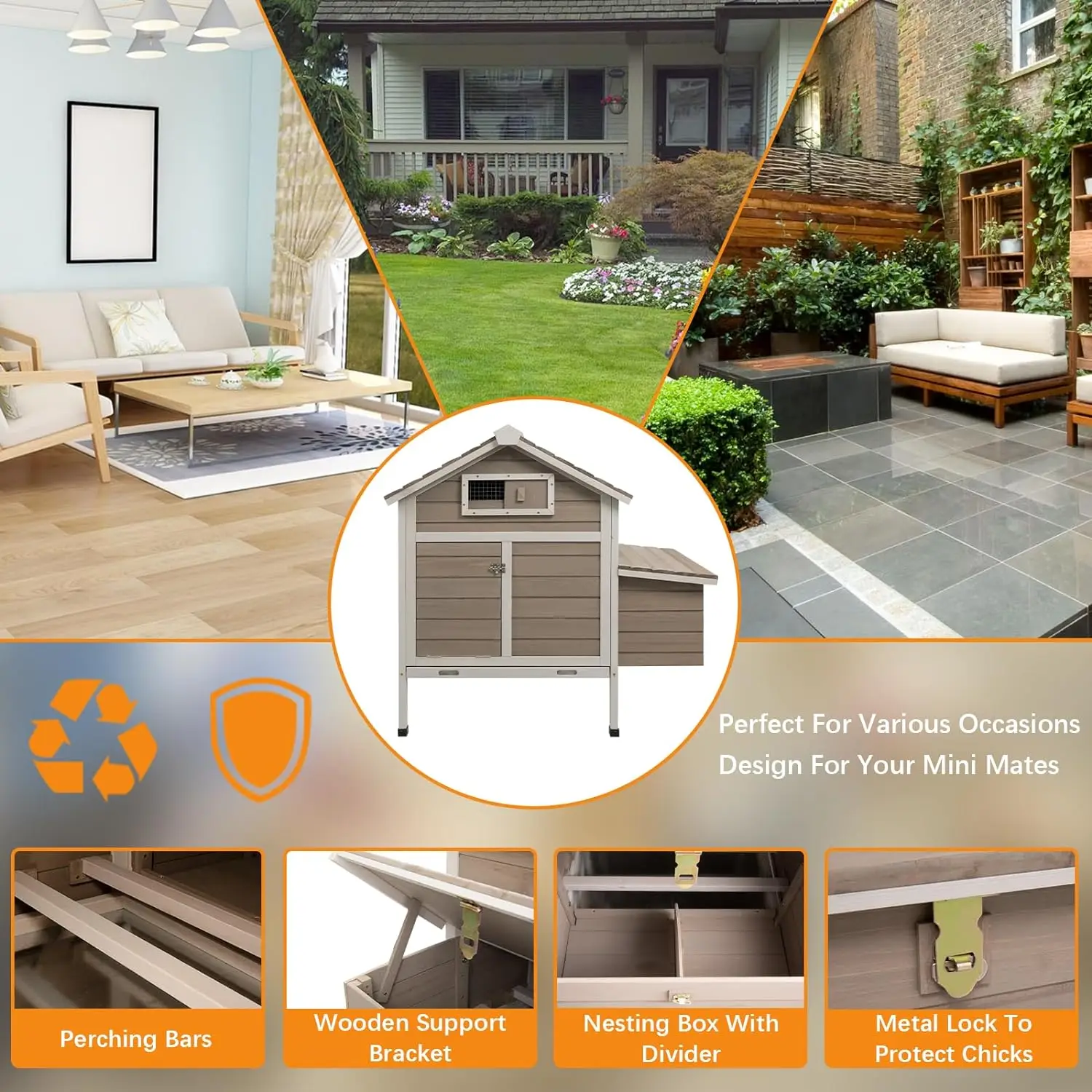 2024 Hot Sale outdoor large wood pet house cages chicken coop houses for laying hens