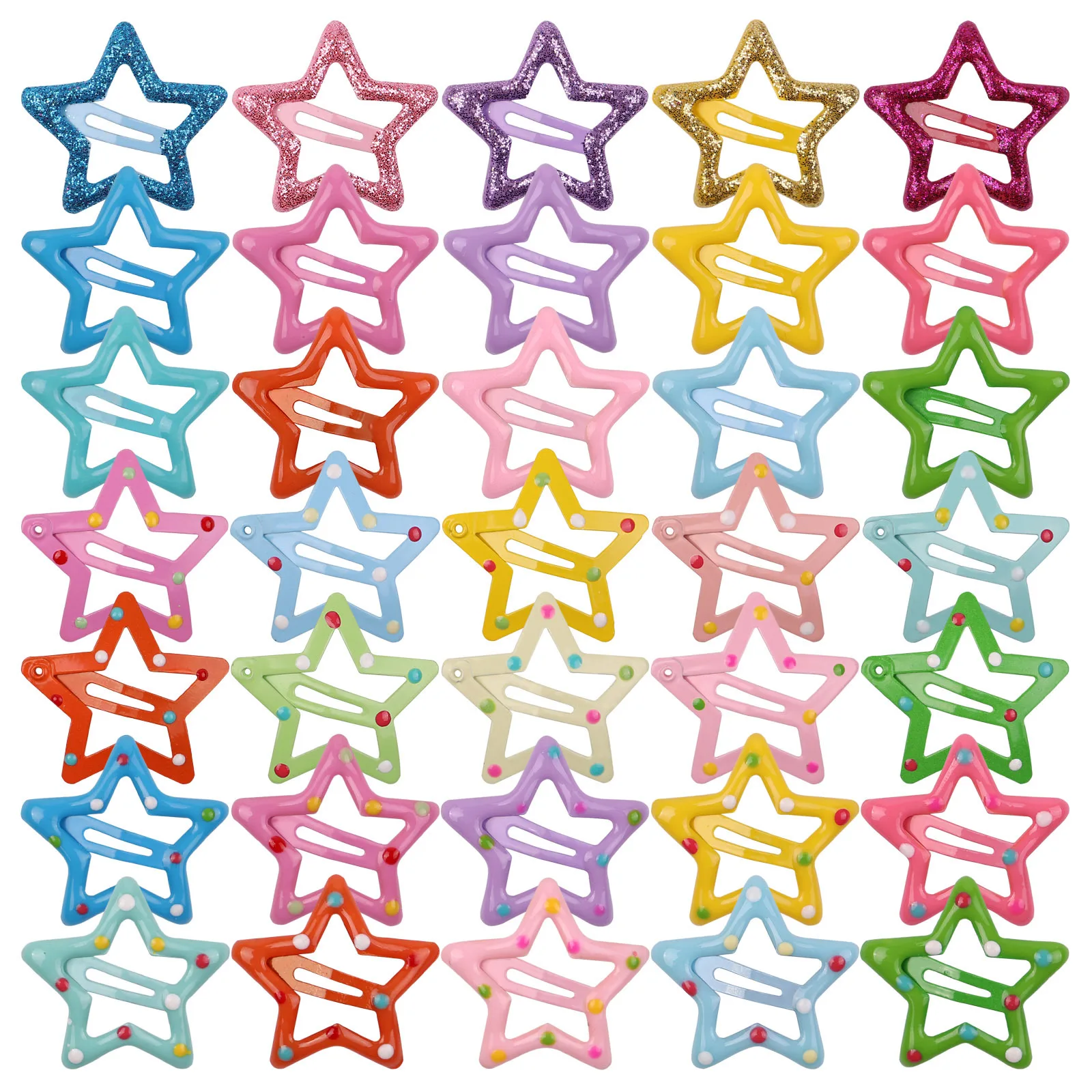 1.25 Inch Colorful Star Hair Clips for Girl Star snap hair clips Baby Cute BB Clip Five-pointed Star Hair Accessories for Girls