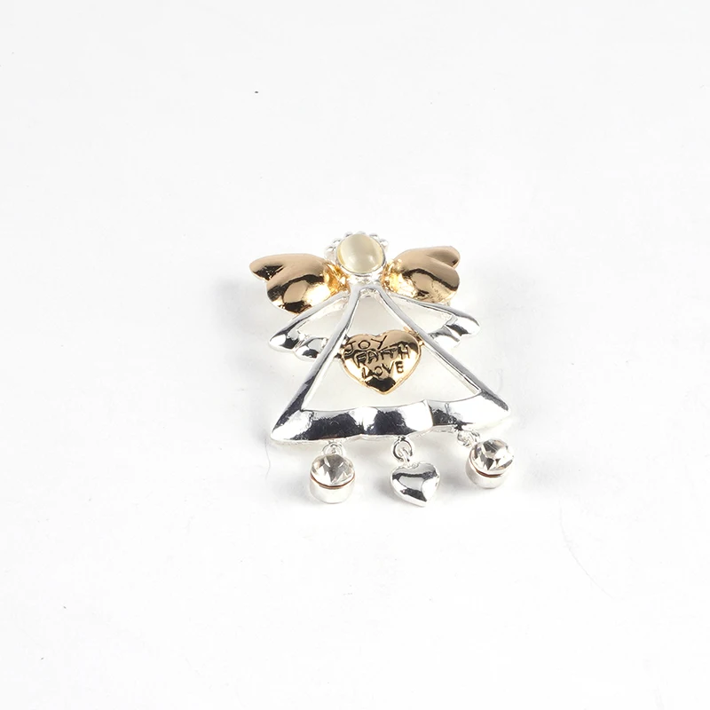 Custom Rhinestone Angel Wings Brooches Pin Cat Eye Metal Crystal Christmas Angle Brooch