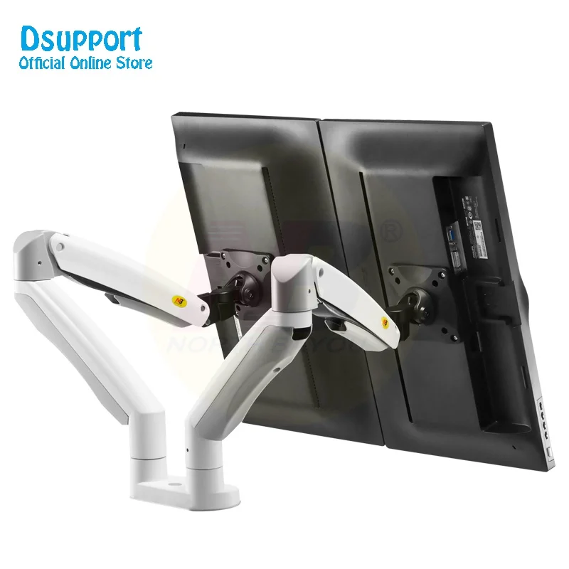 F195A Aluminum Alloy 22-32 inch Dual LCD LED Monitor Mount Gas Spring Arm Full Motion Monitor Holder Support with 2 USB Ports