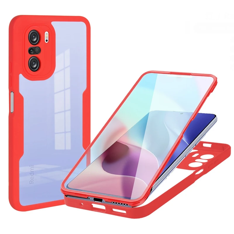 New TPU+PC Colorful 360 Full Cover Front and Back Case Protector 2 In 1 Case For Xiaomi Poco F3 For Redmi Note 10 10S