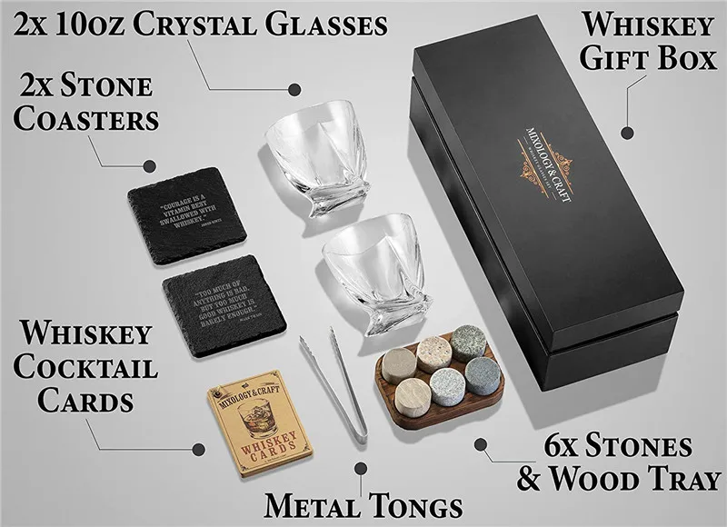 Manufacture new designed whiskey set whisky gift set with whiskey box