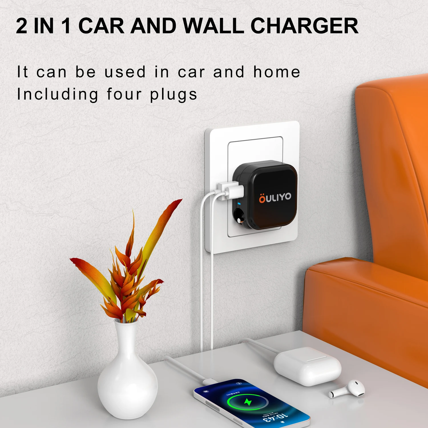 Smart portable Dual USB car charger and car chargers fast charging battery usb car phone charger device Travel Adapter