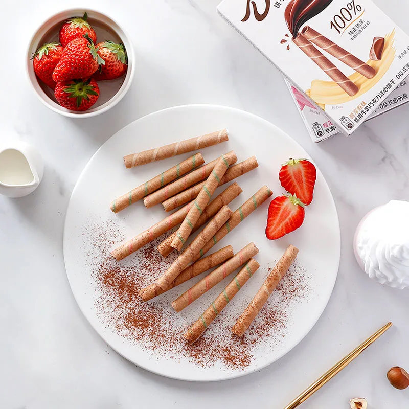 Лидер продаж экзотические закуски вафельные рулоны шоколадные 40 г шоколадное печенье