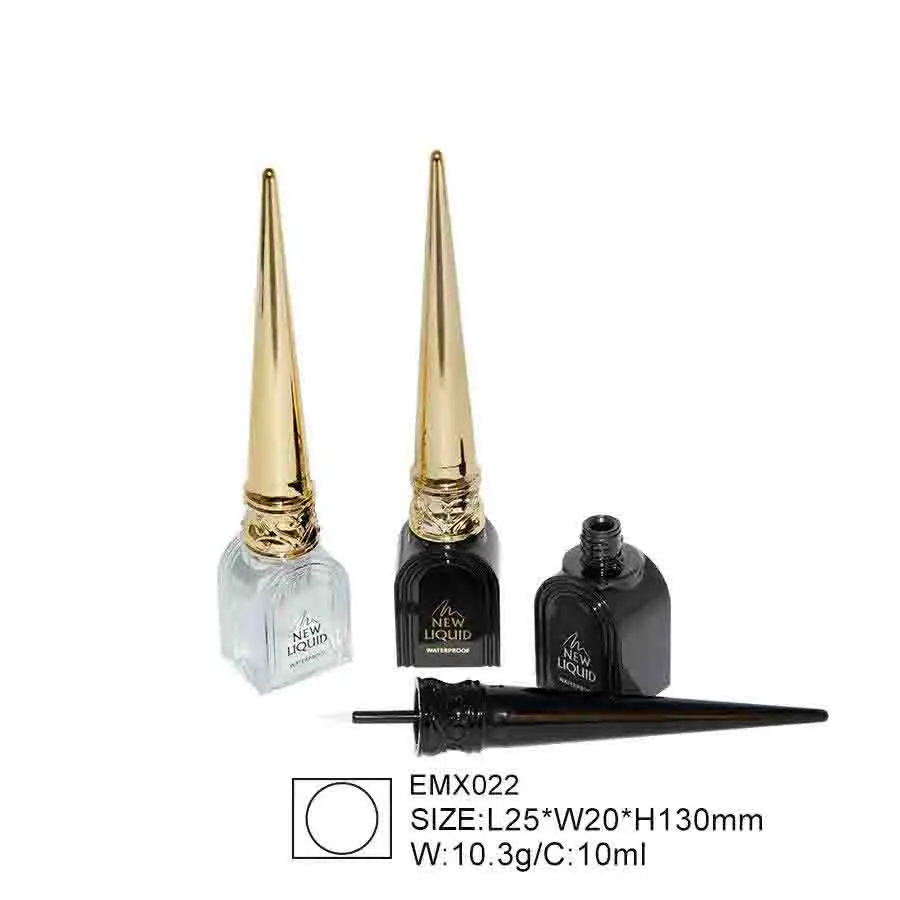Private Label Eyeliner Empty Bottle Very Black Container Custom Colorful and Golden Tubes