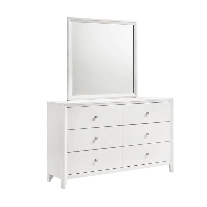 NOVA Pull-out Drawer Dresser Table White Melamine Make Up Vanity And Mirorr Set For Bedroom